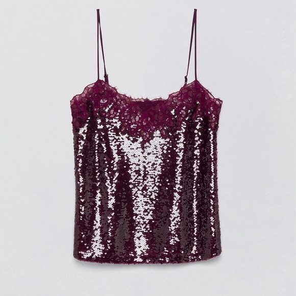 Simkai Arlene Sequin Cami Top in Purple (Mangosteen) - Size 4 - Picture 2 of 5